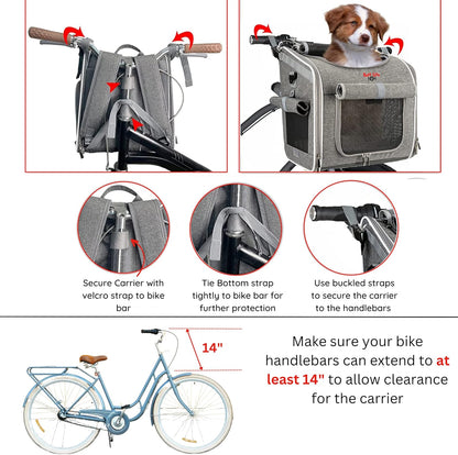 Dog Bike Basket, Expandable Soft-Sided Reflective Pet Carrier Backpack with 4 Open Doors, 4 Mesh