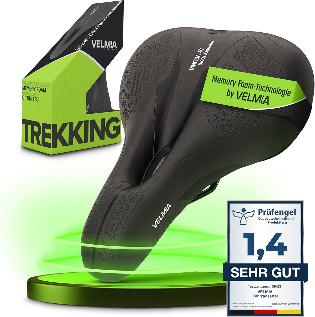 Velmia Bicycle Saddle - Comfortable Saddle for Men and Women - 3 Zone Concept - Waterproof Bicycle
