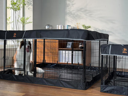 PJYuCien Dog Playpen Plus Storage Bag, 32" H 8 Panels Puppy Pen with Square Bottom & Top Cover