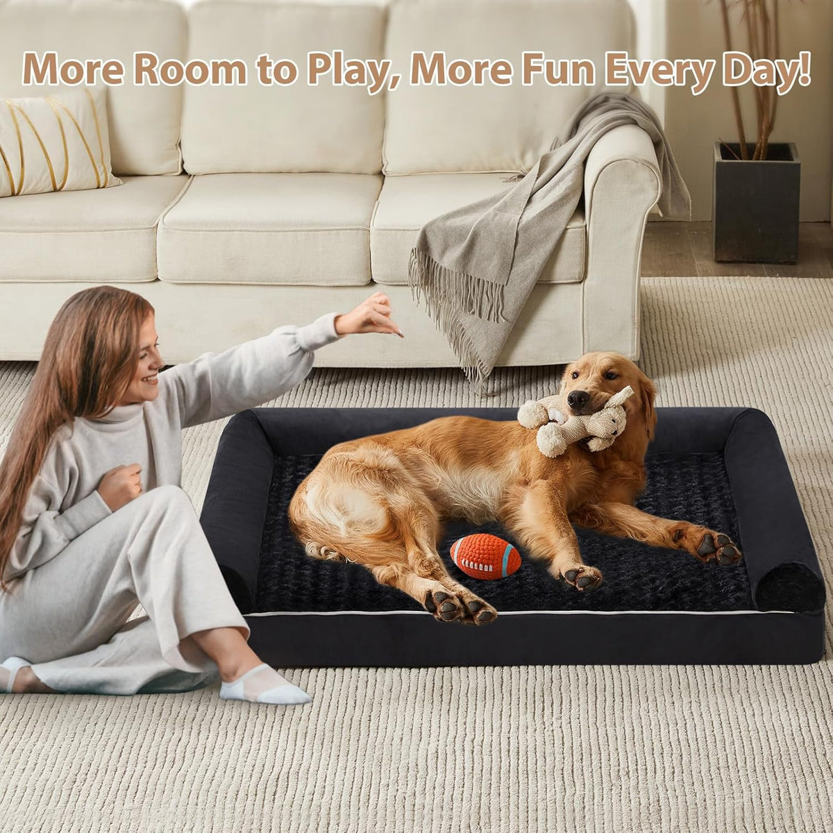 BFPETHOME Dog Beds for Large Dogs, Orthopedic Dog Bed for Medium Large Dogs,Big Waterproof Couch
