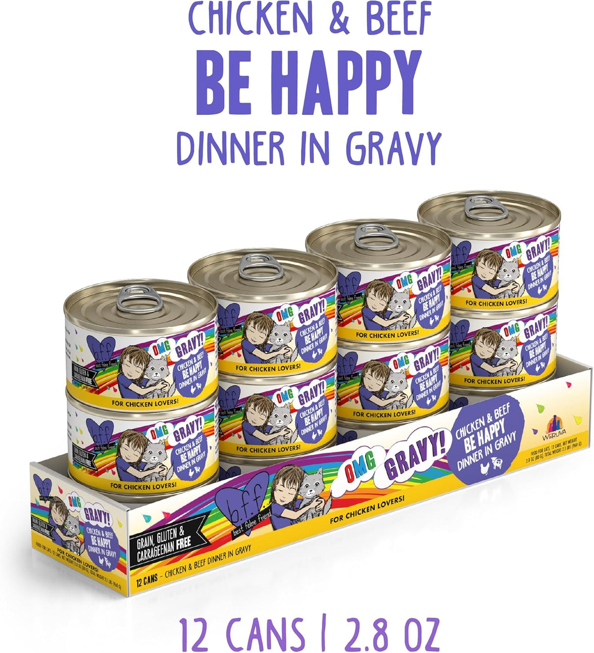 Weruva B.F.F. OMG - Best Feline Friend Oh My Gravy!, Chicken & Beef Be Happy with Chicken & Beef in