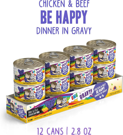 Weruva B.F.F. OMG - Best Feline Friend Oh My Gravy!, Chicken & Beef Be Happy with Chicken & Beef in