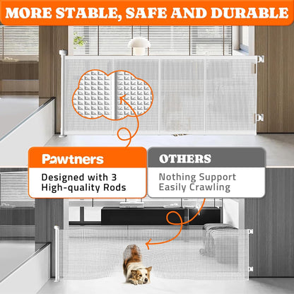 Pawtners Retractable Baby Gates Extra Wide, 41" Tall Extends up to 71" Wide, Dog Gate Indoor with