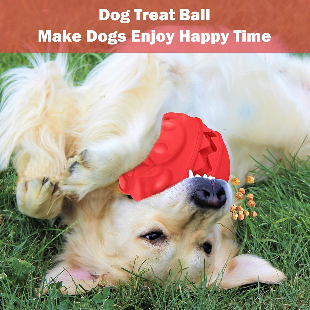 Rubber Treat Dispensing Dog Toys, Indestructible Dog Ball for Aggressive Chewers, Interactive Treat