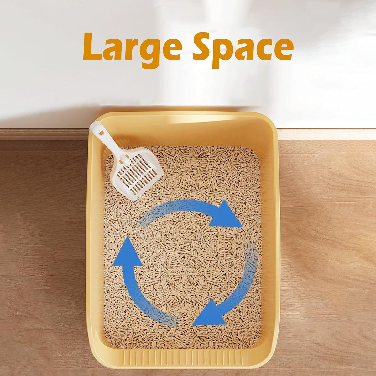 SpaceTime Large Cat Litter Box with High Sides,Cat Boxes for Indoor Cats,Cat Litter Pan for