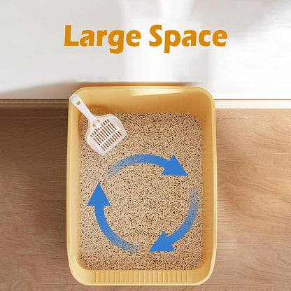 SpaceTime Large Cat Litter Box with High Sides,Cat Boxes for Indoor Cats,Cat Litter Pan for