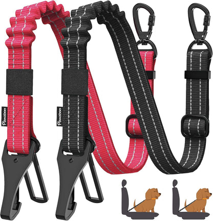 Pawaboo 2Pack Dog Seatbelt for Car, 3-in-1 Dog Seat Belt Bungee, Shockproof Dog Car Tether with