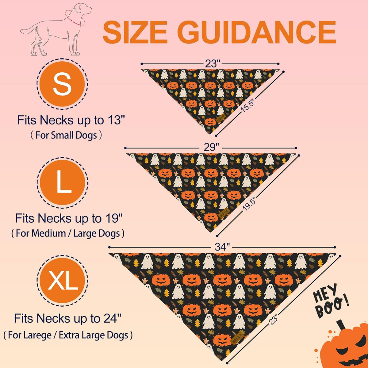 Halloween Dog Bandanas - 2 Pack Fall Dog Bibs | Reversible Pumpkin and Ghost Pet Scarf for Boys and