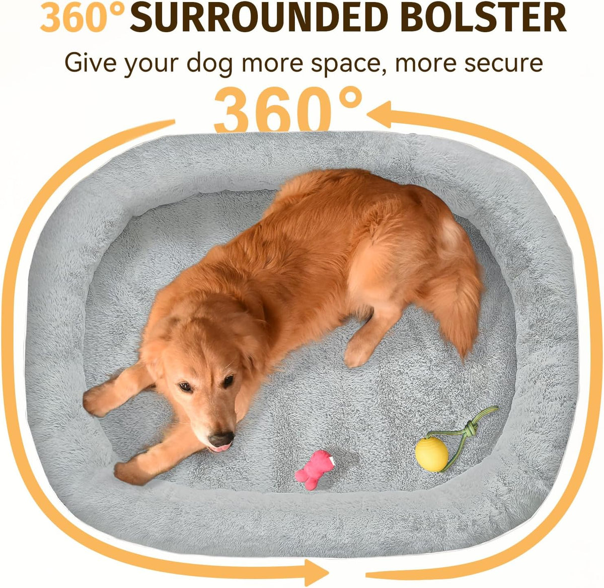 Orthopedic Waterproof Large Dog Bed: Memory Foam Washable Dog Bed with Bolsters - XL Removable