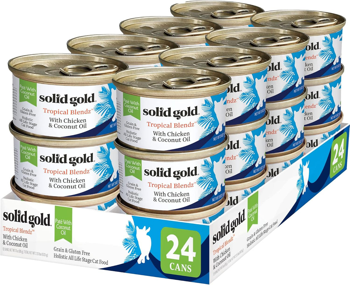 Solid Gold Wet Cat Food Pate in Coconut Oil - Healthy Canned Cat Food Pate w/Real Chicken, Omega