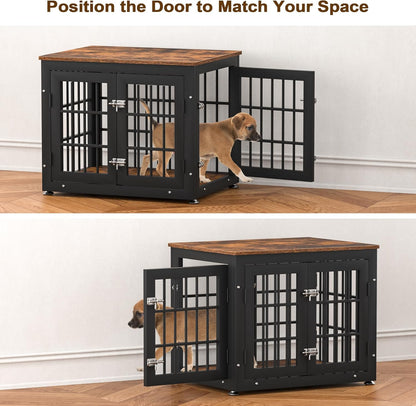 26 Inch Heavy Duty Dog Crate Furniture for Small Dogs, Decorative Pet House End Table, Wooden Cage