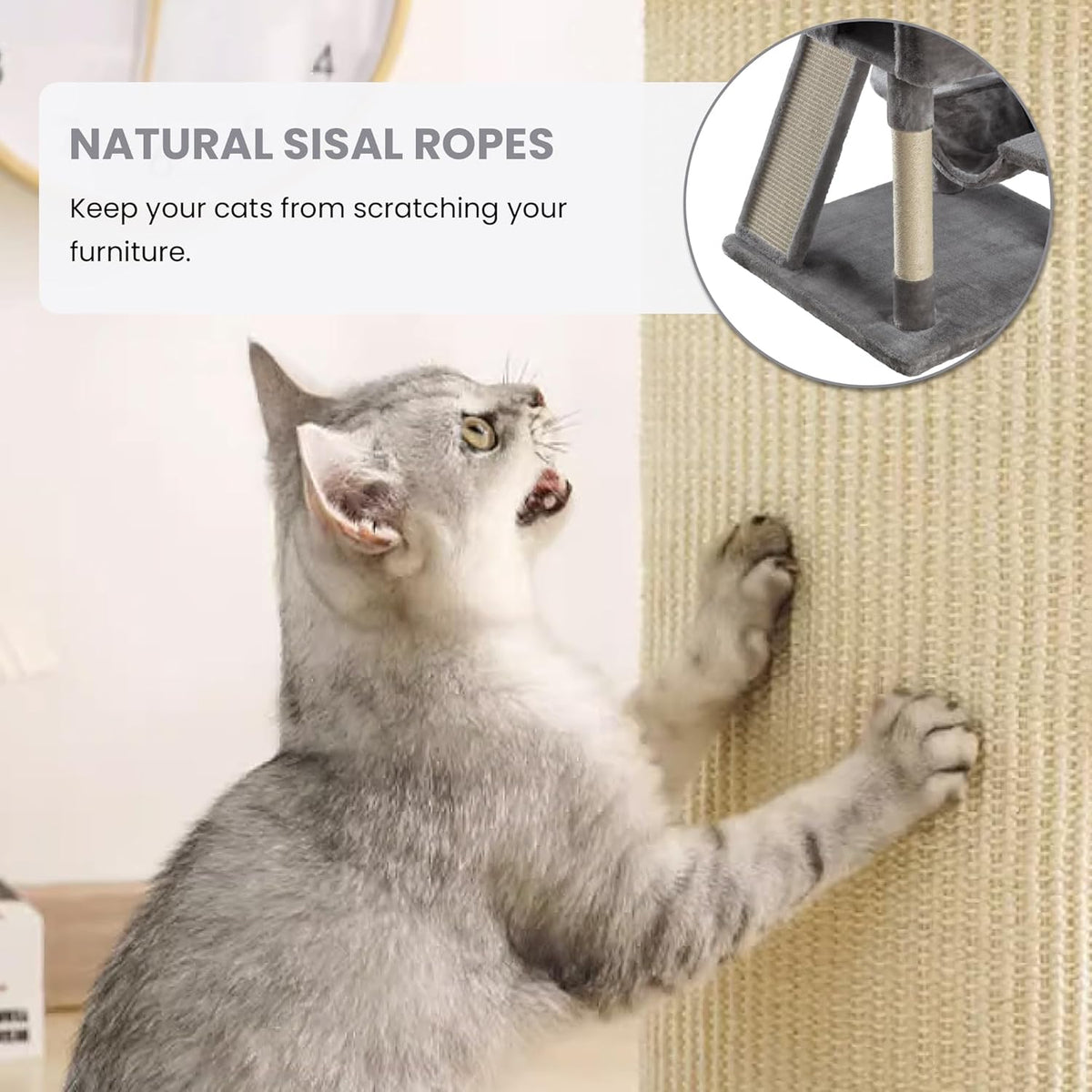 SHA CERLIN 65in Larger Cat Tree Tower Condo for Indoor Kitties/Multi-Level Furniture Activity