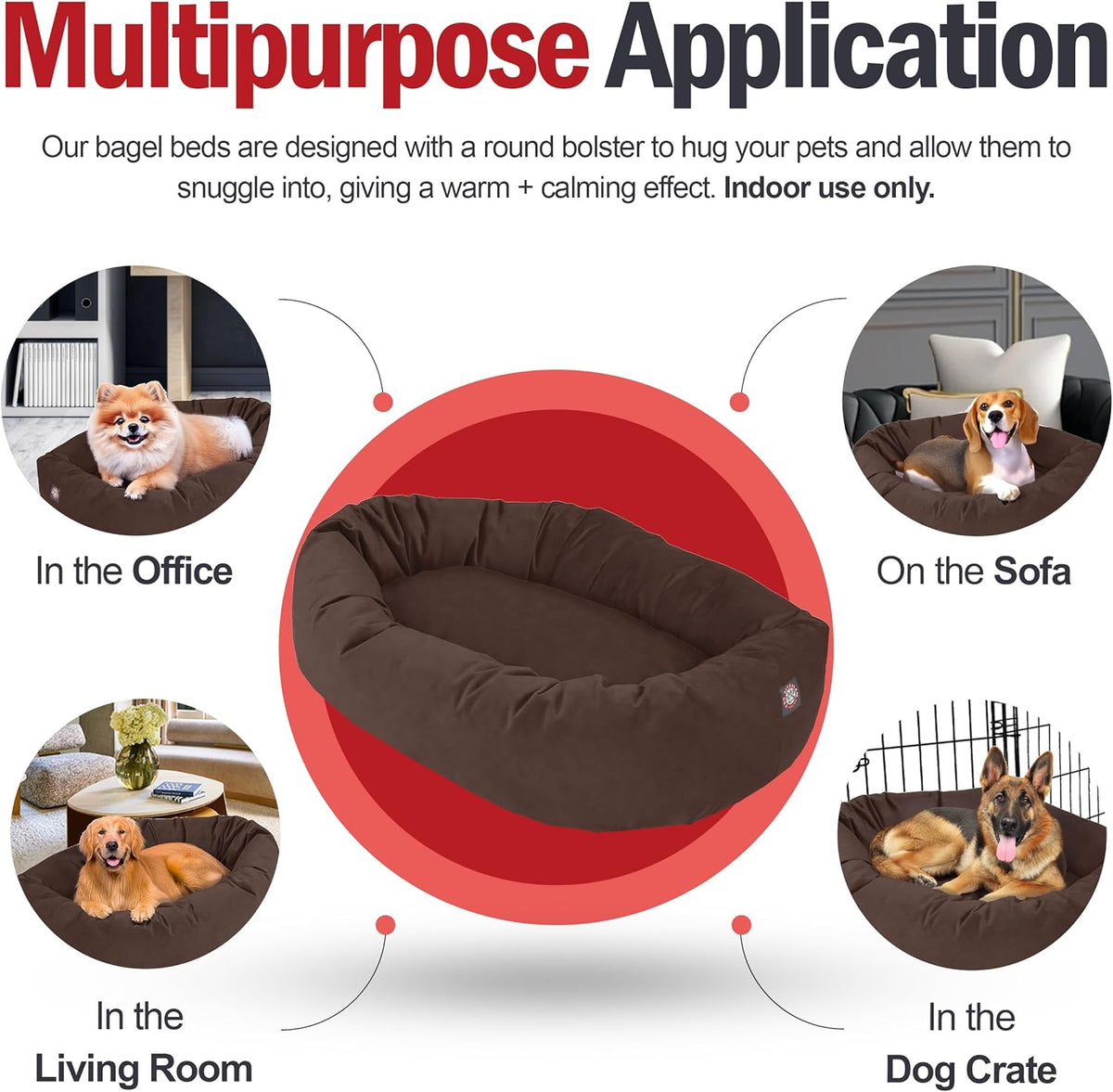 Majestic Pet 32 Inch Suede Shredded Memory Foam Mix Calming Medium Dog Bed Washable 32x23x7 (Inch)