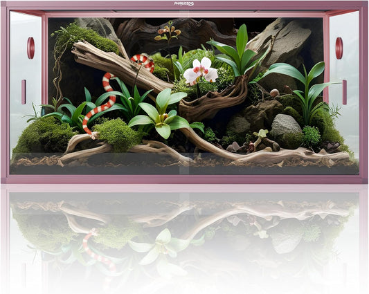 120 Gallon Reptile Terrarium, 48" x 24" x 24" Reptile Enclosure with Sliding Door Top Screen