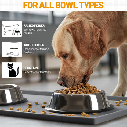 Hubulk Dog Feeding Mat,100% Waterproof Food Grade Silicone Pet Food and Water Bowl