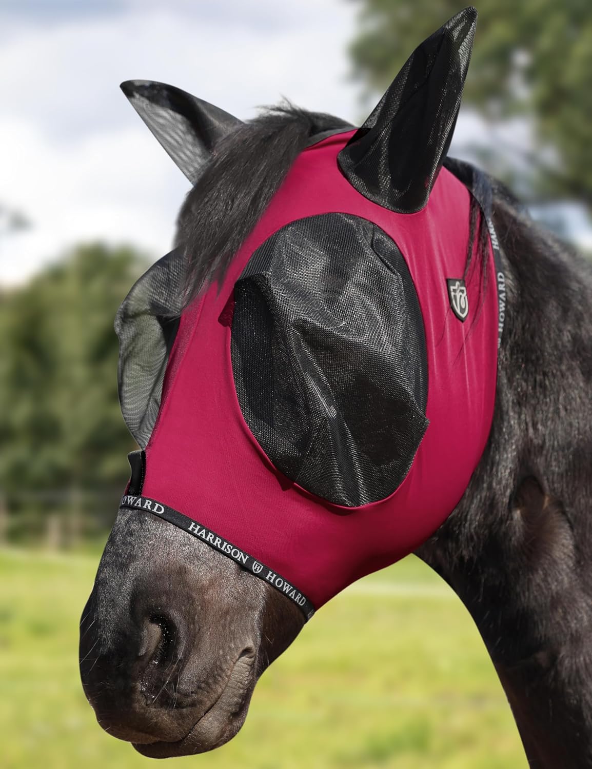 Harrison Howard Horse Fly Mask with Forelock Opening Stretch Breathable and Comfortable for Horses