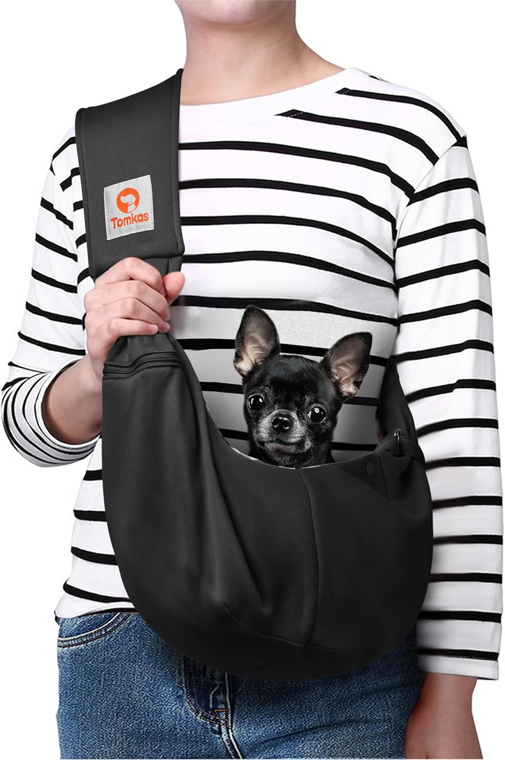 Tomkas Dog Sling Carrier for Small Dogs Puppy Carrier for Small Dogs (Black, for Pets Weight 2-7
