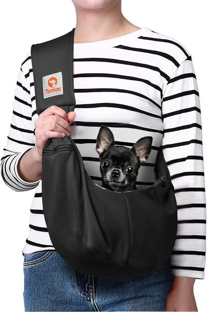 Tomkas Dog Sling Carrier for Small Dogs Puppy Carrier for Small Dogs (Black, for Pets Weight 2-7