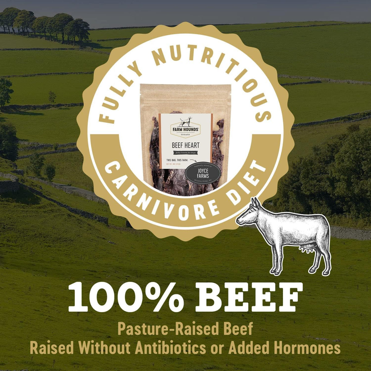 Farm Hounds - Beef Heart - Premium Natural Beef Heart Jerky For Dogs - Made From 100% Humanely
