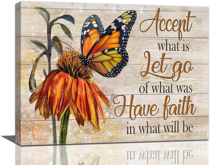 Farmhouse Butterfly Bathroom Pictures Wall Art, Rustic Floral Country Bathroom Wall Decor, Daisy