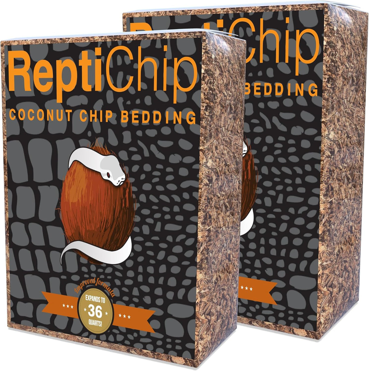 ReptiChip Reptile Bedding Loose Coconut Chip 36 Quart 2 Pack Coco Husk Substrate Mulch for Snake