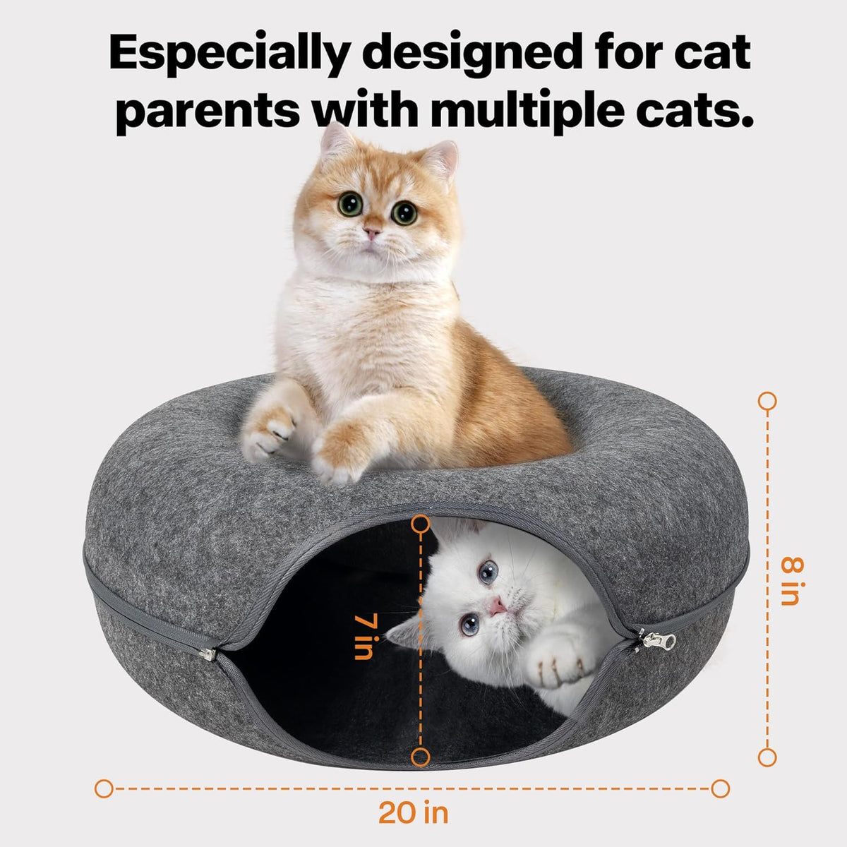 Pawise Peekaboo Cat Cave Donut Tunnel Bed, Cat Tunnel Bed,Bonus Separate Pom-Pom Bell Toy (Not