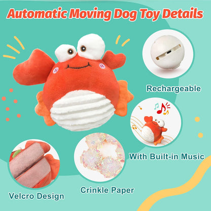 Crab Interactive Dog Toys – Rechargeable Self-Play Toy with Motion-Activated Ball & Music Recording