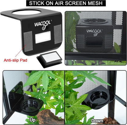 WACOOL Magnetic Reptile Ledge 2PACK, Acrylic Gecko Feeding Ledges with 6PCS Cups, Reptile Food