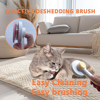Cat Grooming Brush Kit 6 Tools - Deshedding & Dematting for Long/Short Hair, Self-Cleaning Slicker