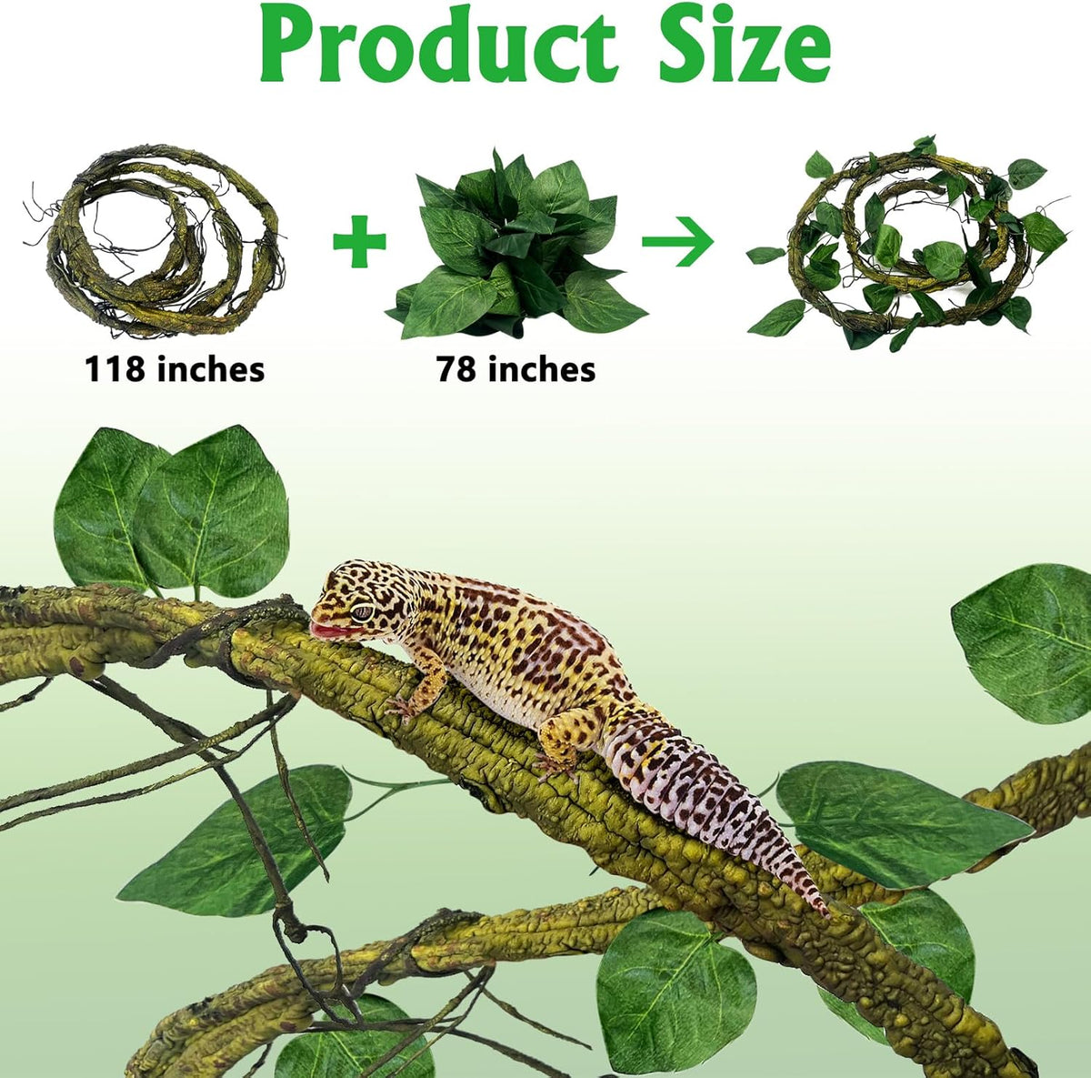VCEPJH Large Reptile Vines Thick Terrarium Plants 118 Inches Long Flexible Climbing Branch Snake