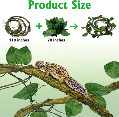 VCEPJH Large Reptile Vines Thick Terrarium Plants 118 Inches Long Flexible Climbing Branch Snake