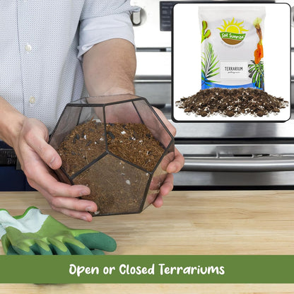 Terrarium Potting Soil Mix (4 Quarts), w/Blended Filtering Charcoal Custom Made for Terrariums
