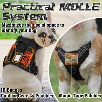 rabbitgoo Tactical Dog Harness for Large Dogs, No Pull Military Service Vest with Handle & Molle