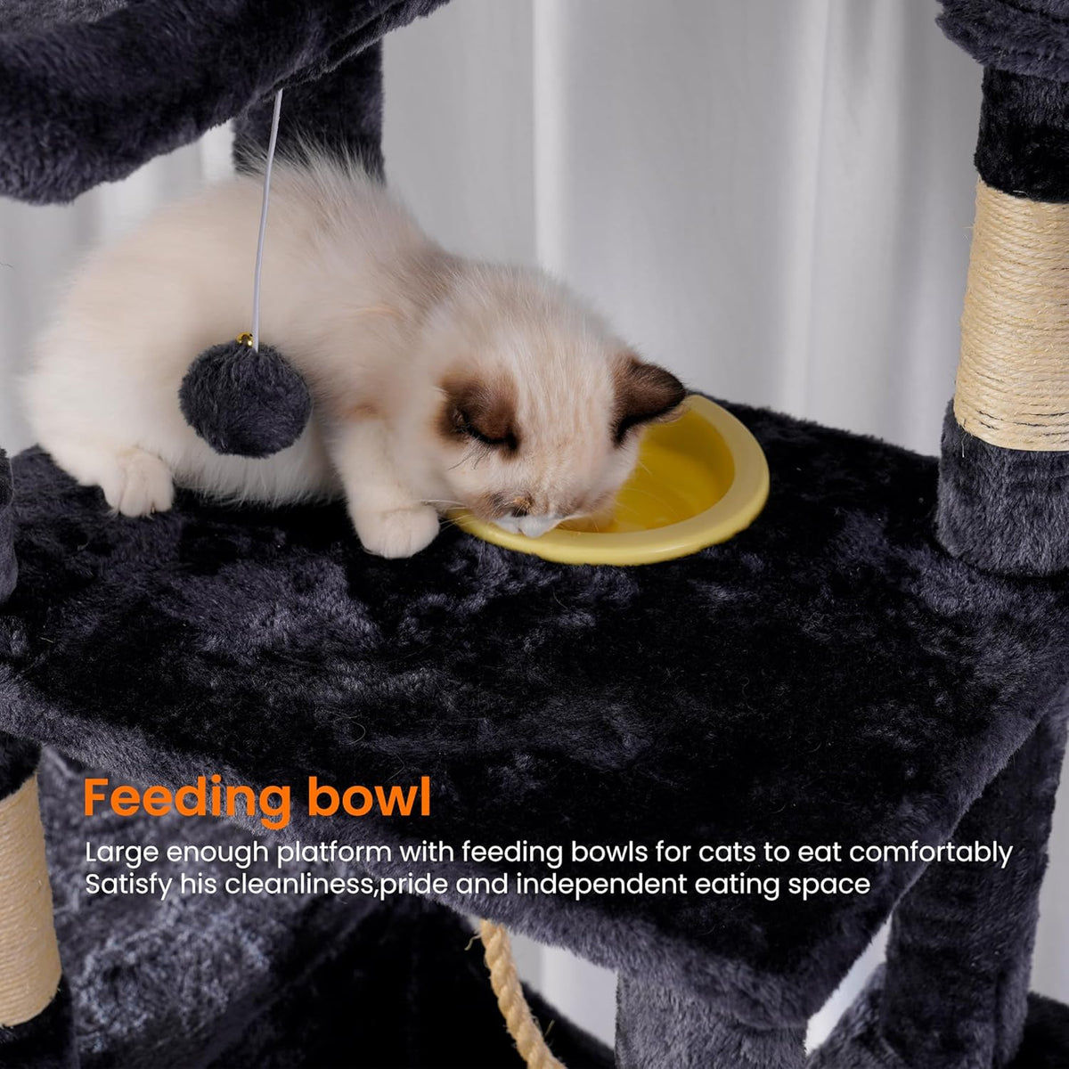 Heybly Tall Cat Tree, 78-inch Multi-Level Cat Tower for Indoor Cats, 2 Widened Plush Perches Cat