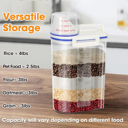 TBMax Rice Container 4 Lbs / 2 Kg Rice Dispenser with Measuring Cup, BPA-Free Plastic Kitchen