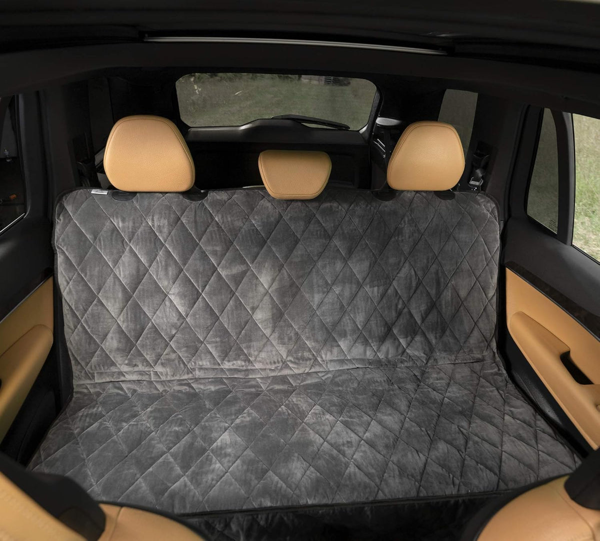 Plush Paws Products Velvet Rear Car Seat Protector w/o Hammock | Washable & Waterproof Back Seat