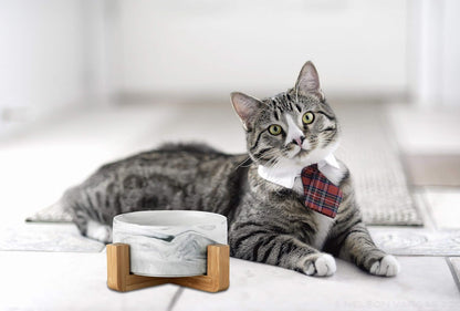 Ceramic Pet Bowls with Stand - Dog Cat Water Bowl and Food Dish -Heavy Weighted & No Tip Over Pet