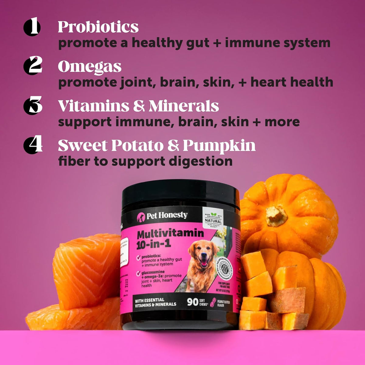 Dog Multivitamin Max Strength - 15 in 1 Vitamins for Health & Heart - Essentials Fish Oil