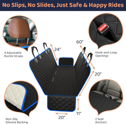 XL Dog Car Seat Cover for Back Seat, Waterproof Hammock for Car, SUV & Truck, Non-Slip Backseat