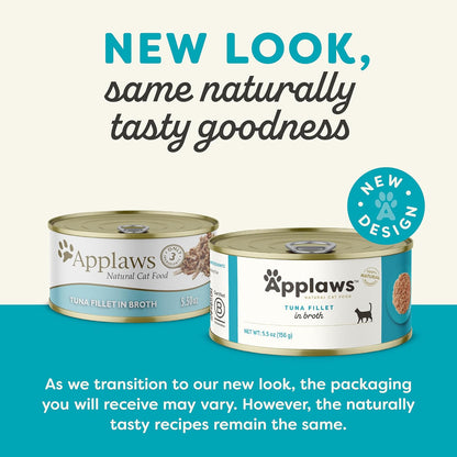Applaws Natural Wet Cat Food in Broth, Limited Ingredient Canned Wet Cat Food, No Additives, Made