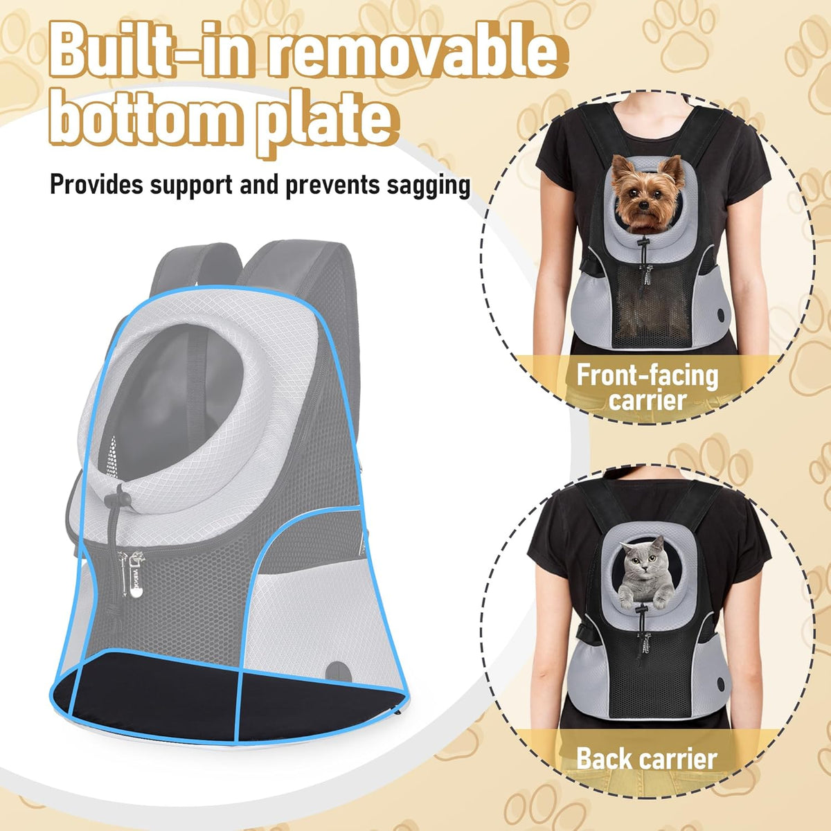 WOYYHO Pet Dog Carrier Backpack Small Dog Front Backpack Ventilated Mesh Dog Travel Back Pack with