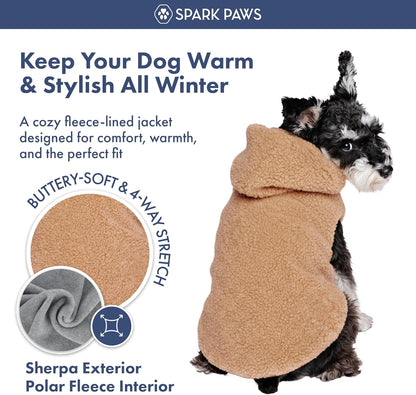 Spark Paws Teddy Dog Sweater, Sherpa Jacket Vest with Warm Fleece Lining, Winter Coat Suitable for