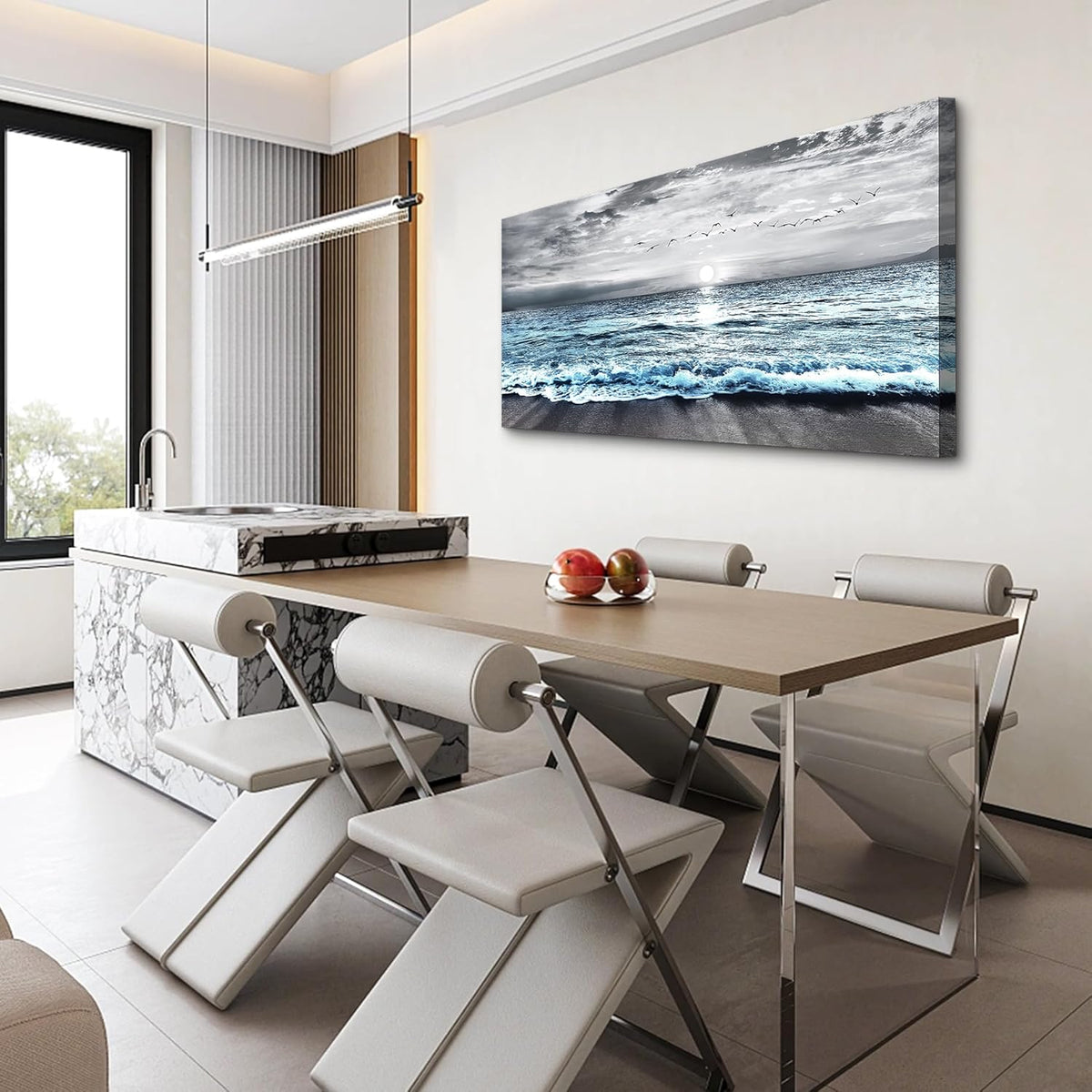 Lapremoly Black And White Beach Wall Painting Canvas Wall Art For Living Room Large Wall Decor For
