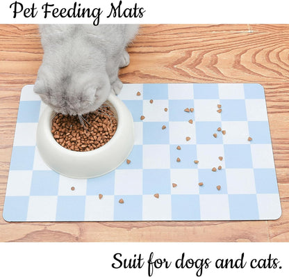 Ralxion Checkered Dog Feeding Mat, Absorbent Mats for Dog Food and Water Bowl, Dispenser, Retro