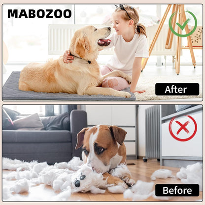 MABOZOO Indestructible Dog Beds - Chew Proof Crate Pad for Aggressive Chewers, Machine Washable