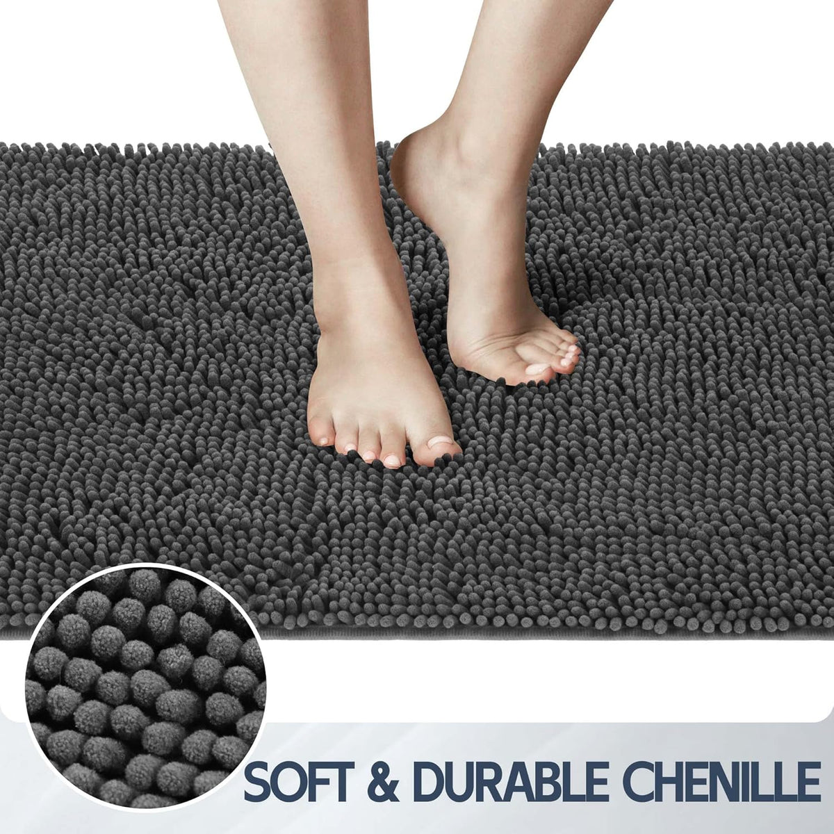 Dog Door Mat for Muddy Paws, 48" x 24" Chenille Absorbent Front Door Mat Inside, Large Runner Mud