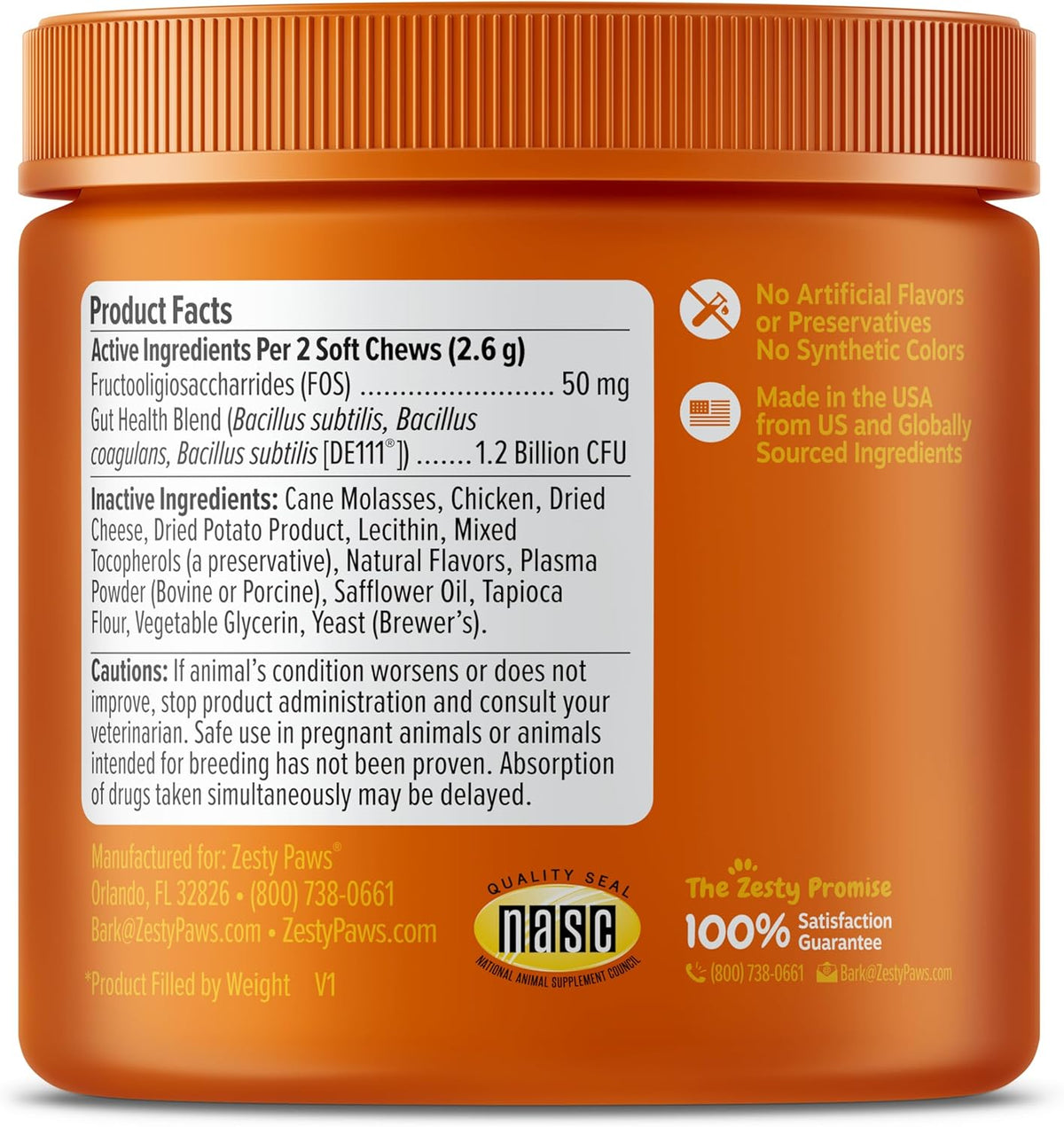 Zesty Paws Probiotic Bites for Cats - Gut Flora & Immune System Support - Cat Supplement with DE111