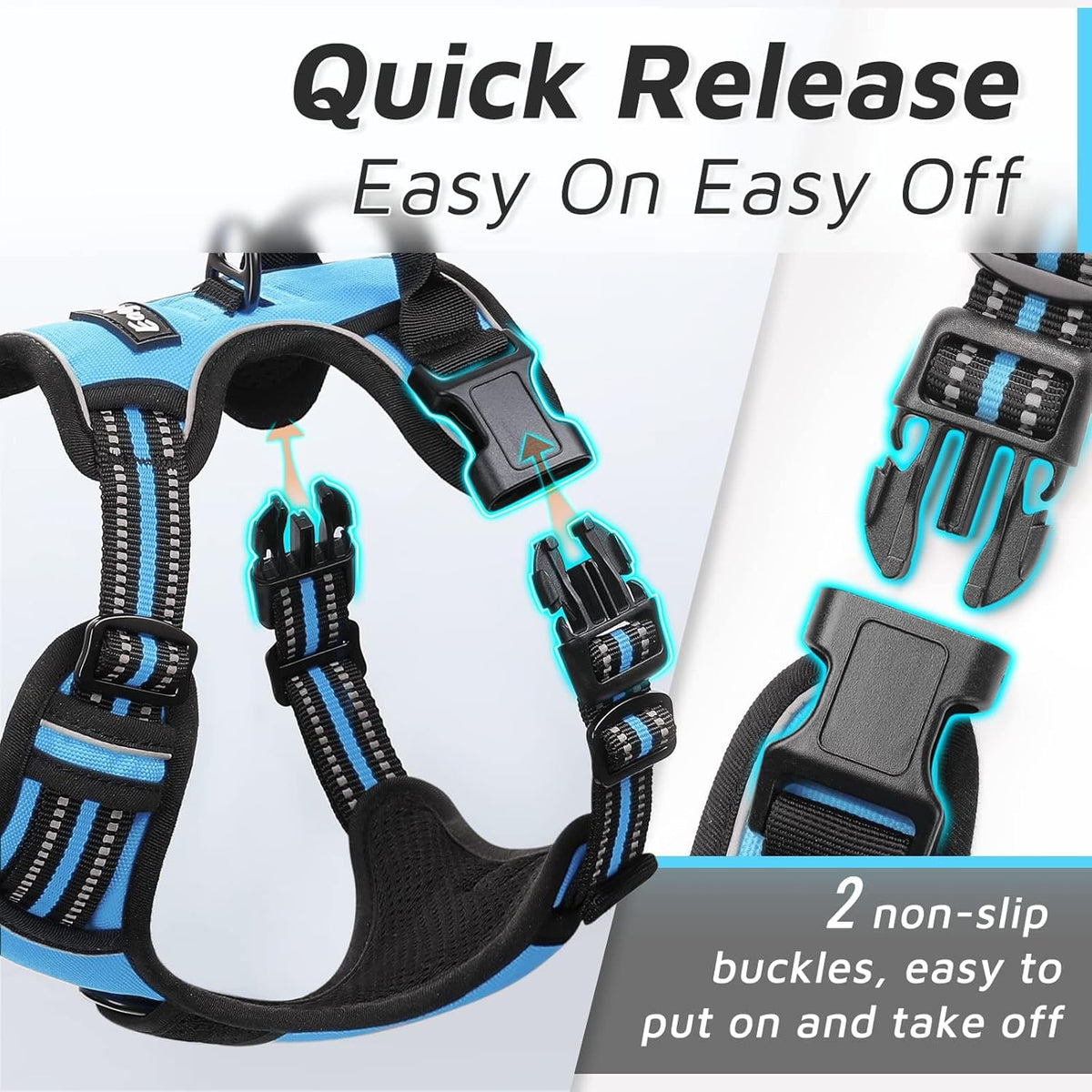 Eagloo Dog Harness Medium Sized Dog, No Pull Service Vest with Reflective Strips and Control