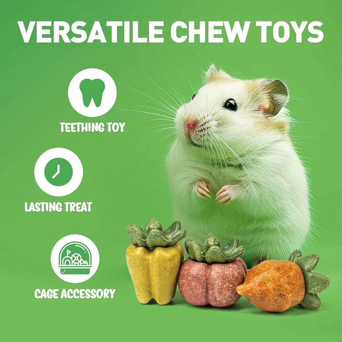 TEEWY Guinea Pig Chew Toys, Natural Vegetables and Timothy Grass, Hamster Chew Toys, Prevents