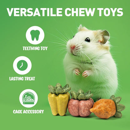 TEEWY Guinea Pig Chew Toys, Natural Vegetables and Timothy Grass, Hamster Chew Toys, Prevents
